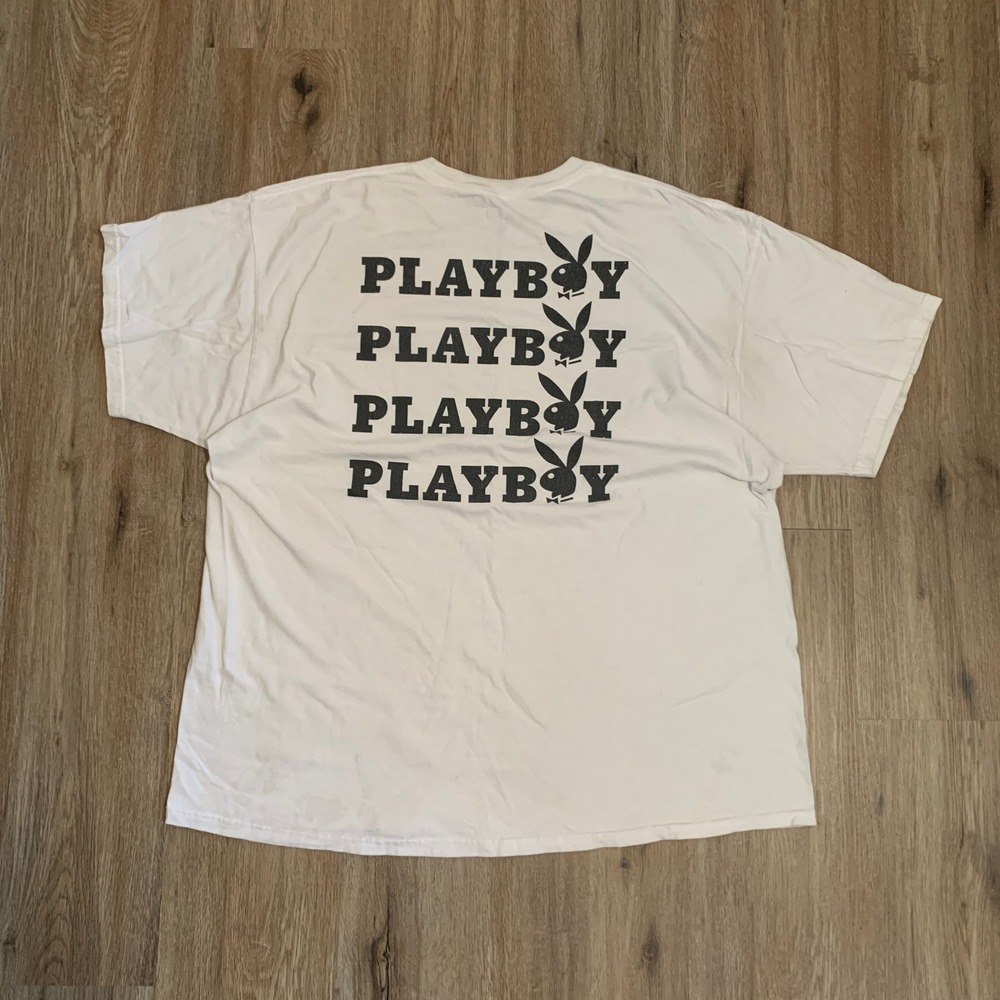 Playboy logo bunny tshirt in white black - size XXL mens